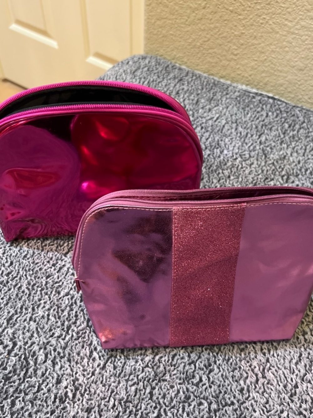 Ulta Beauty Hot Pink Metallic Cosmetic Pouch Duo